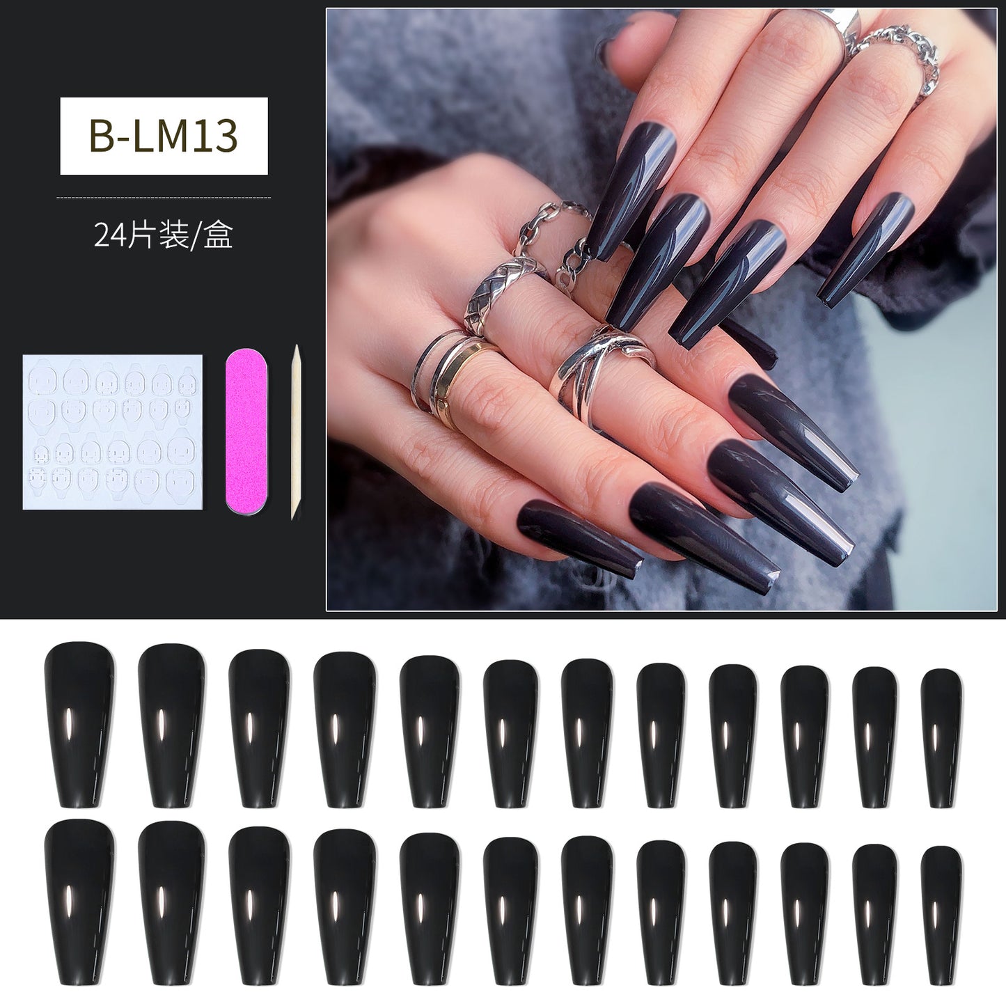 FTMB006 Long Gradient, Solid Color, French Ballerina, Flat Tip, Stiletto  Nails