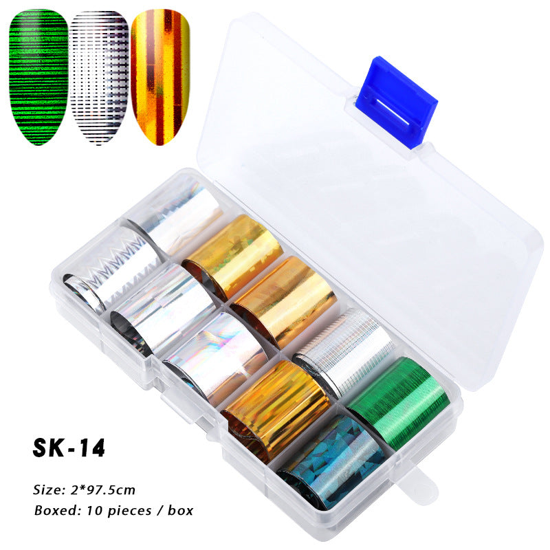FSMA007 Manicure starry sky sticker box, starry sky nail sticker transfer paper, colorful laser starry sky paper 120*2.5