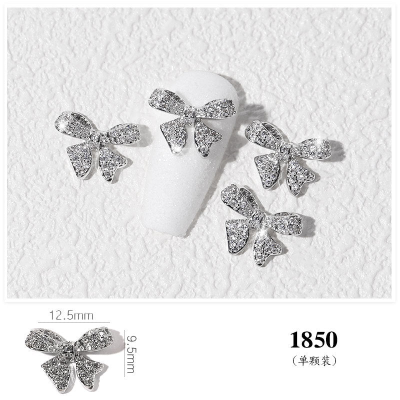 FDMD007 Popular Nail Art Diamond Bow Three-dimensional Metal Gold Luxury Super Flash Nail Jewelry Bow