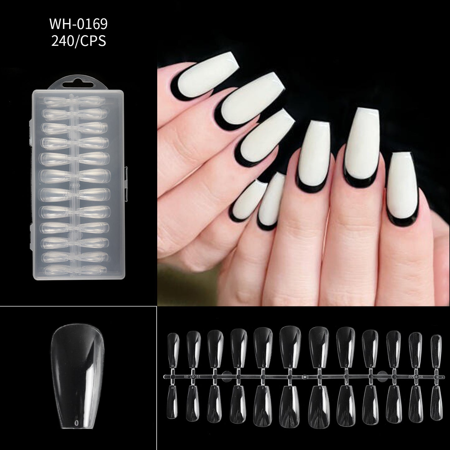 FTMA002 Thin Nails Free Grinding Trapezium Water Drops Almond Scrub Full Paste Half Paste Extend Nail Shop Available 240pcs