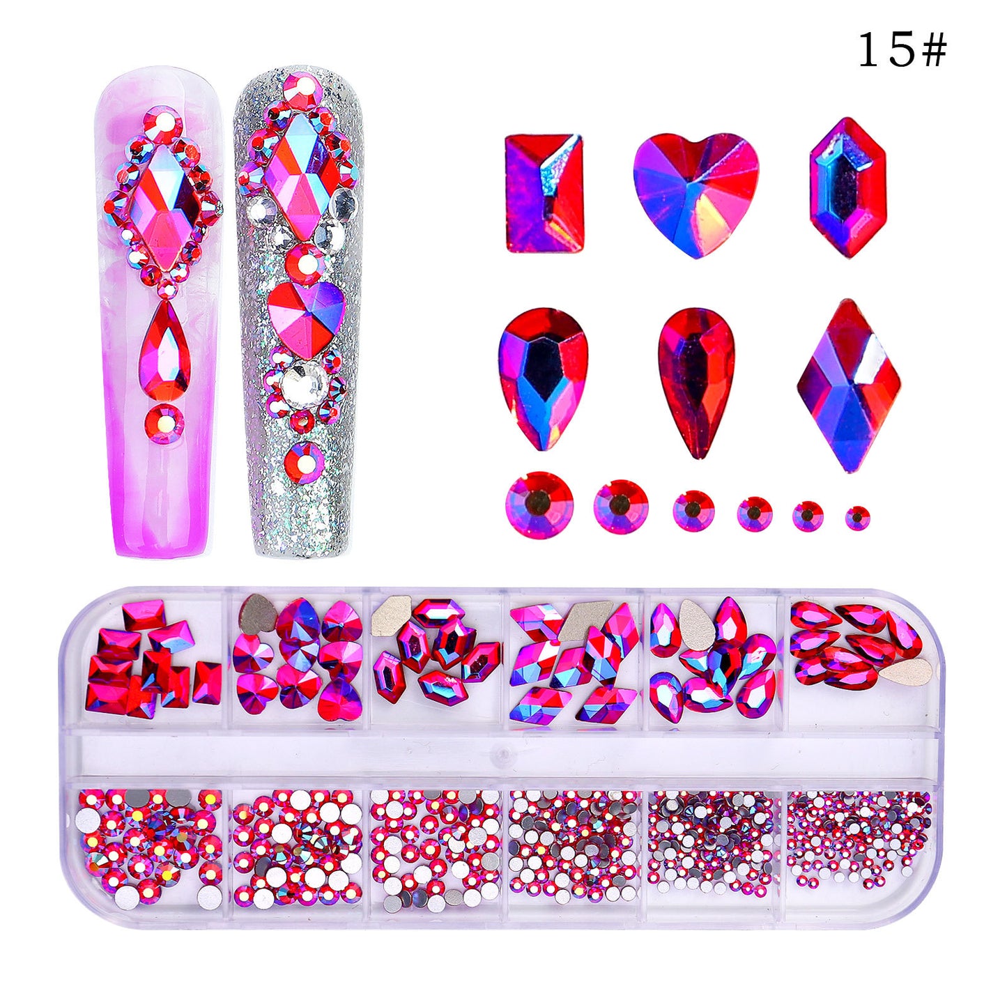 FDMC020 New 12 grid nail drill, shaped drill flat bottom rhinestone, AB nail jewelry drill nail decoration