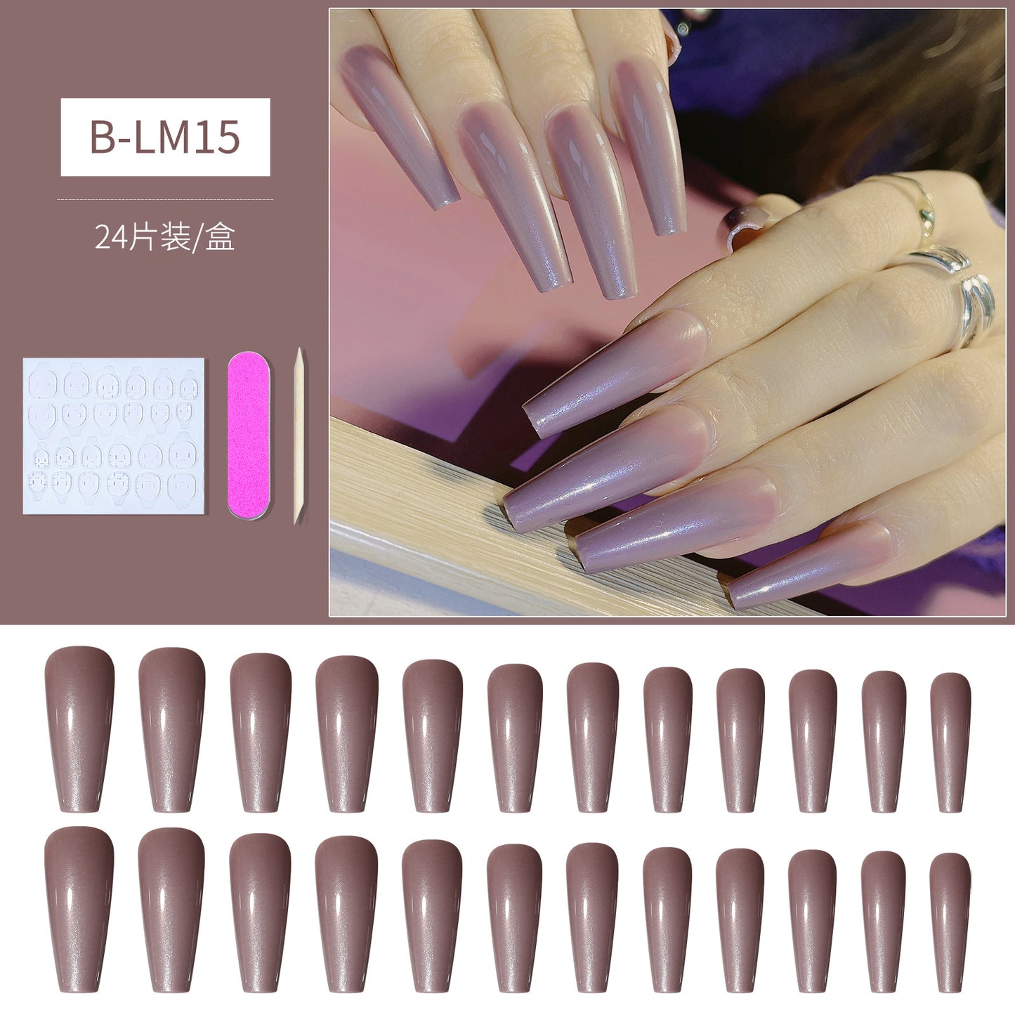 FTMB006 Long Gradient, Solid Color, French Ballerina, Flat Tip, Stiletto  Nails