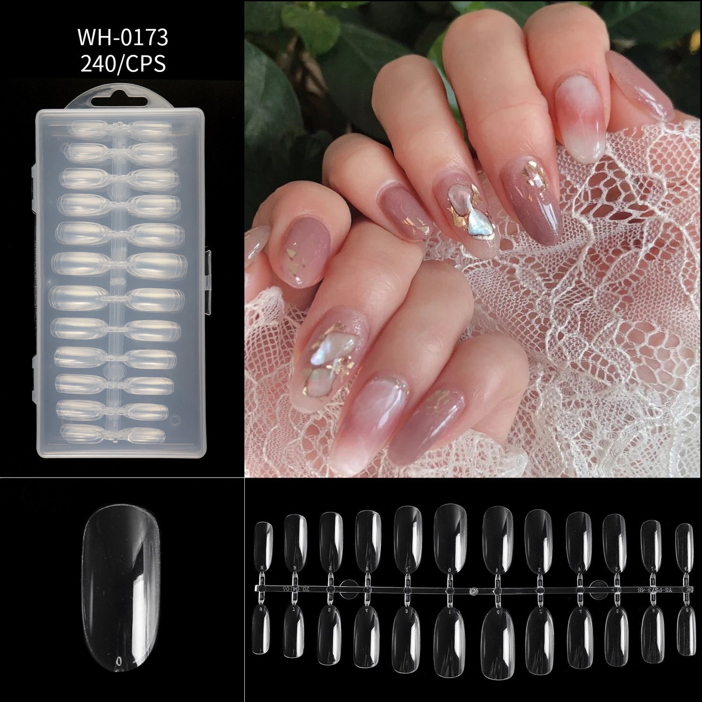 FTMA002 Thin Nails Free Grinding Trapezium Water Drops Almond Scrub Full Paste Half Paste Extend Nail Shop Available 240pcs