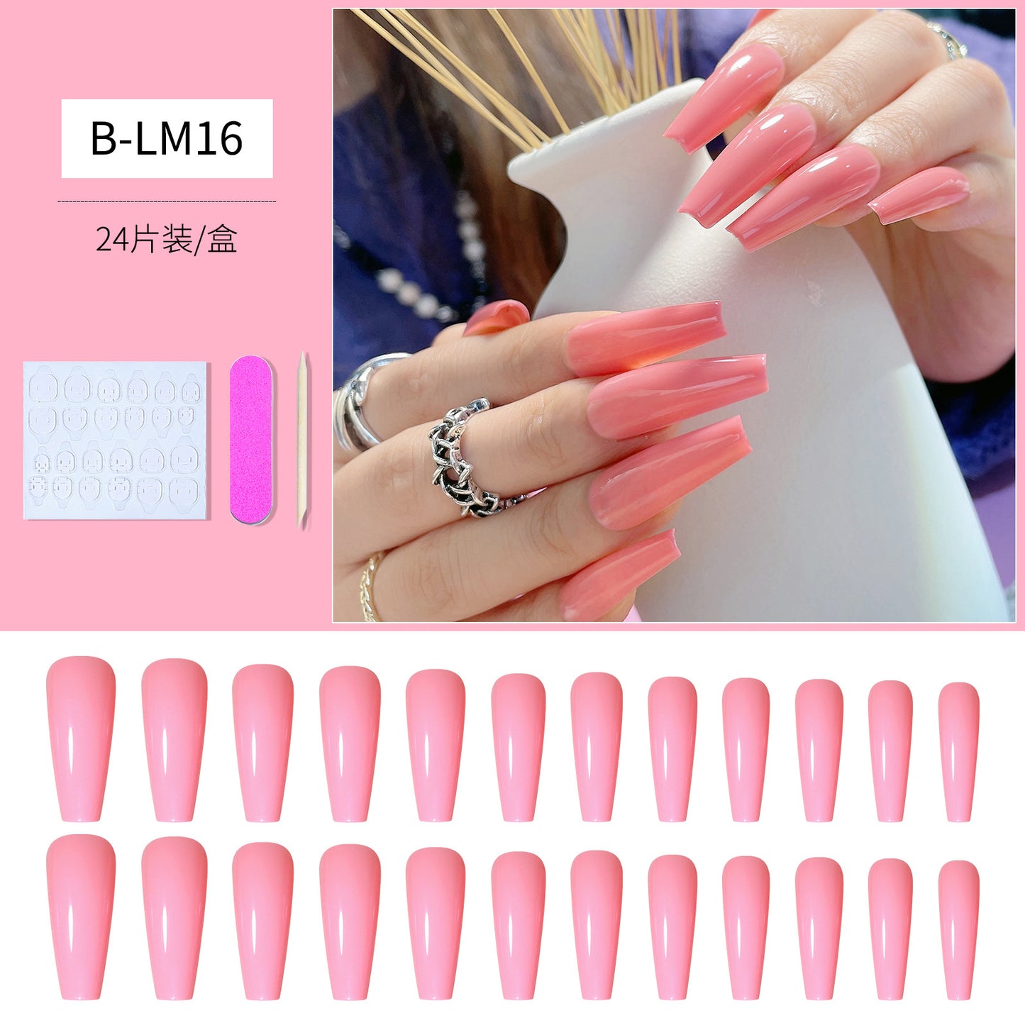FTMB006 Long Gradient, Solid Color, French Ballerina, Flat Tip, Stiletto  Nails