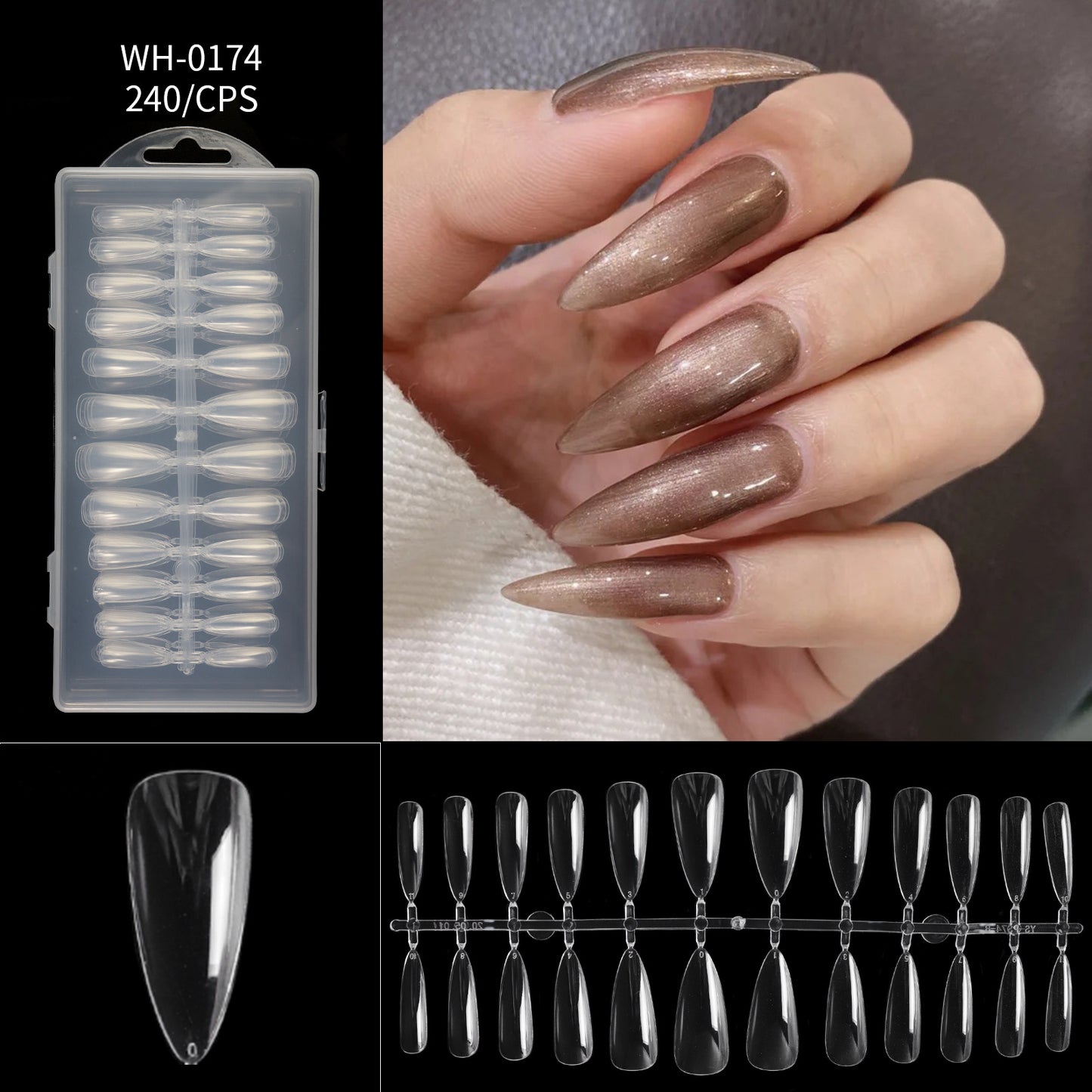 FTMA002 Thin Nails Free Grinding Trapezium Water Drops Almond Scrub Full Paste Half Paste Extend Nail Shop Available 240pcs