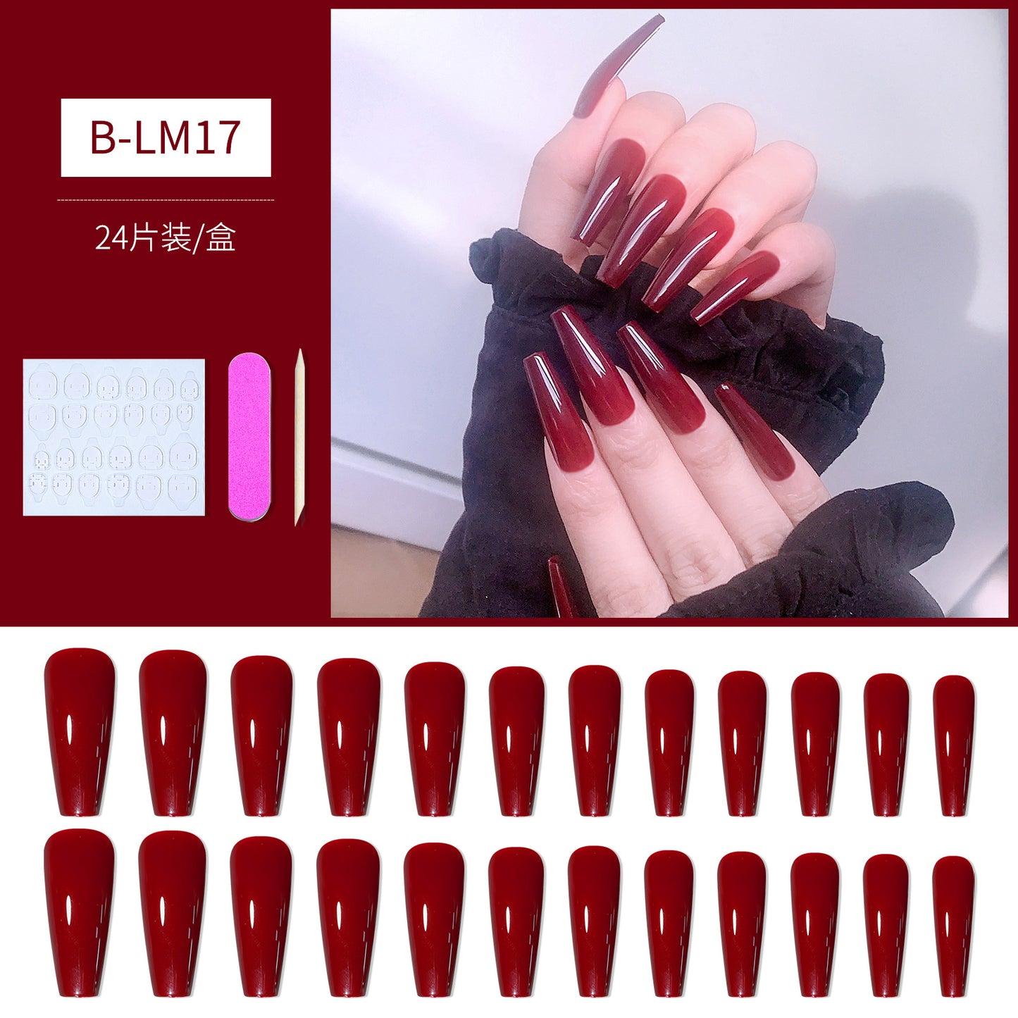 FTMB006 Long Gradient, Solid Color, French Ballerina, Flat Tip, Stiletto  Nails