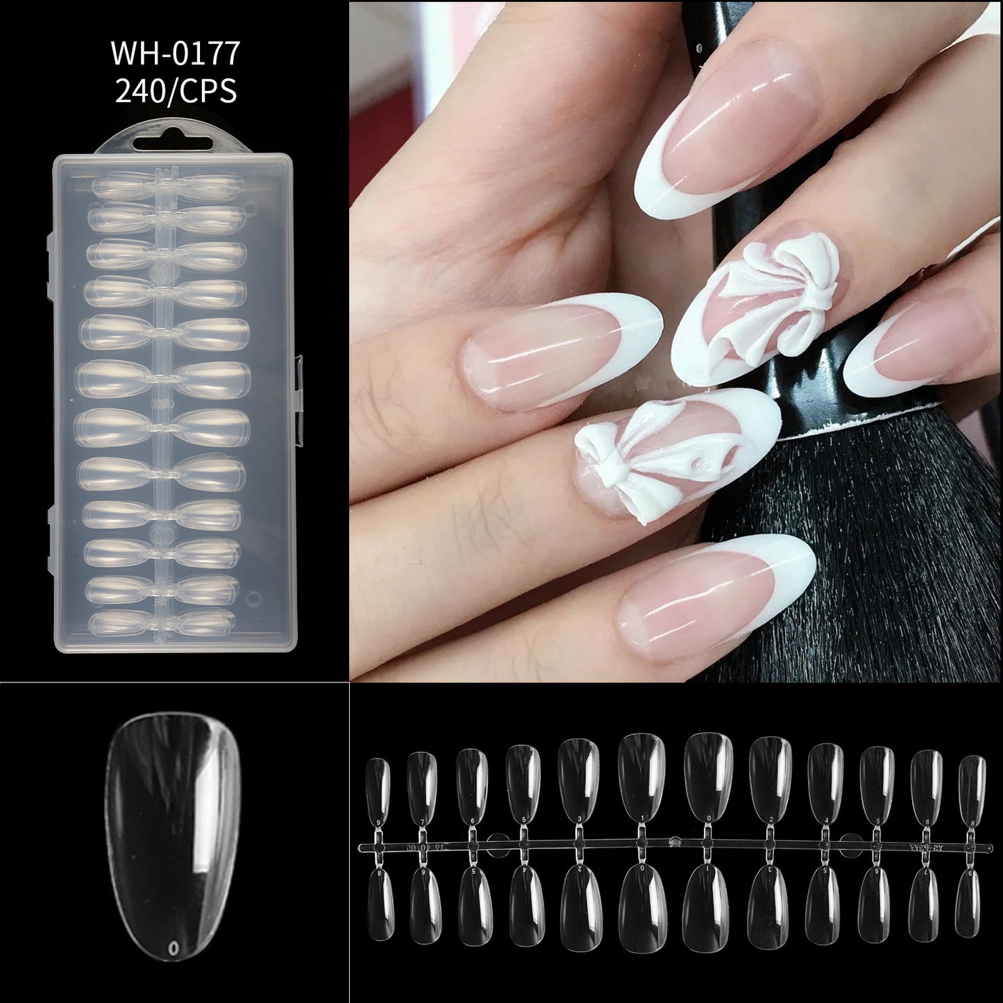 FTMA002 Thin Nails Free Grinding Trapezium Water Drops Almond Scrub Full Paste Half Paste Extend Nail Shop Available 240pcs