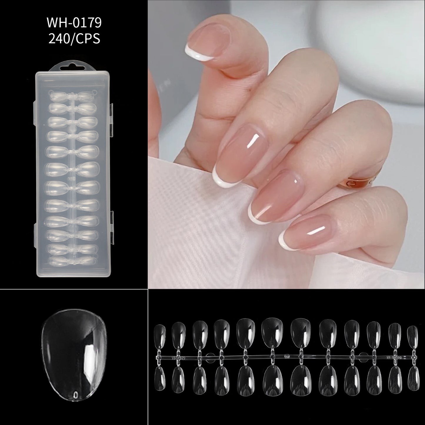 FTMA002 Thin Nails Free Grinding Trapezium Water Drops Almond Scrub Full Paste Half Paste Extend Nail Shop Available 240pcs