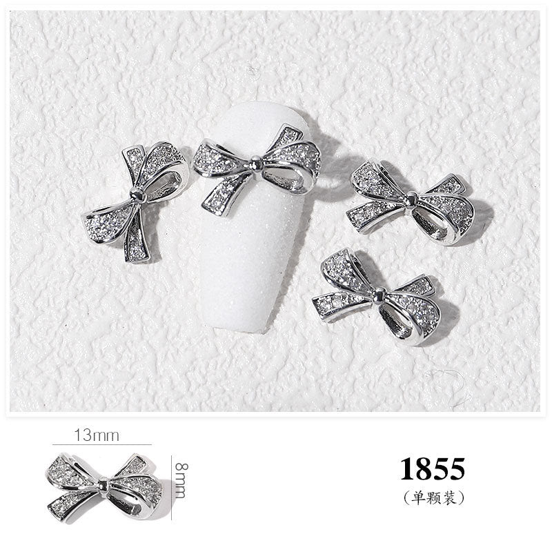 FDMD007 Popular Nail Art Diamond Bow Three-dimensional Metal Gold Luxury Super Flash Nail Jewelry Bow