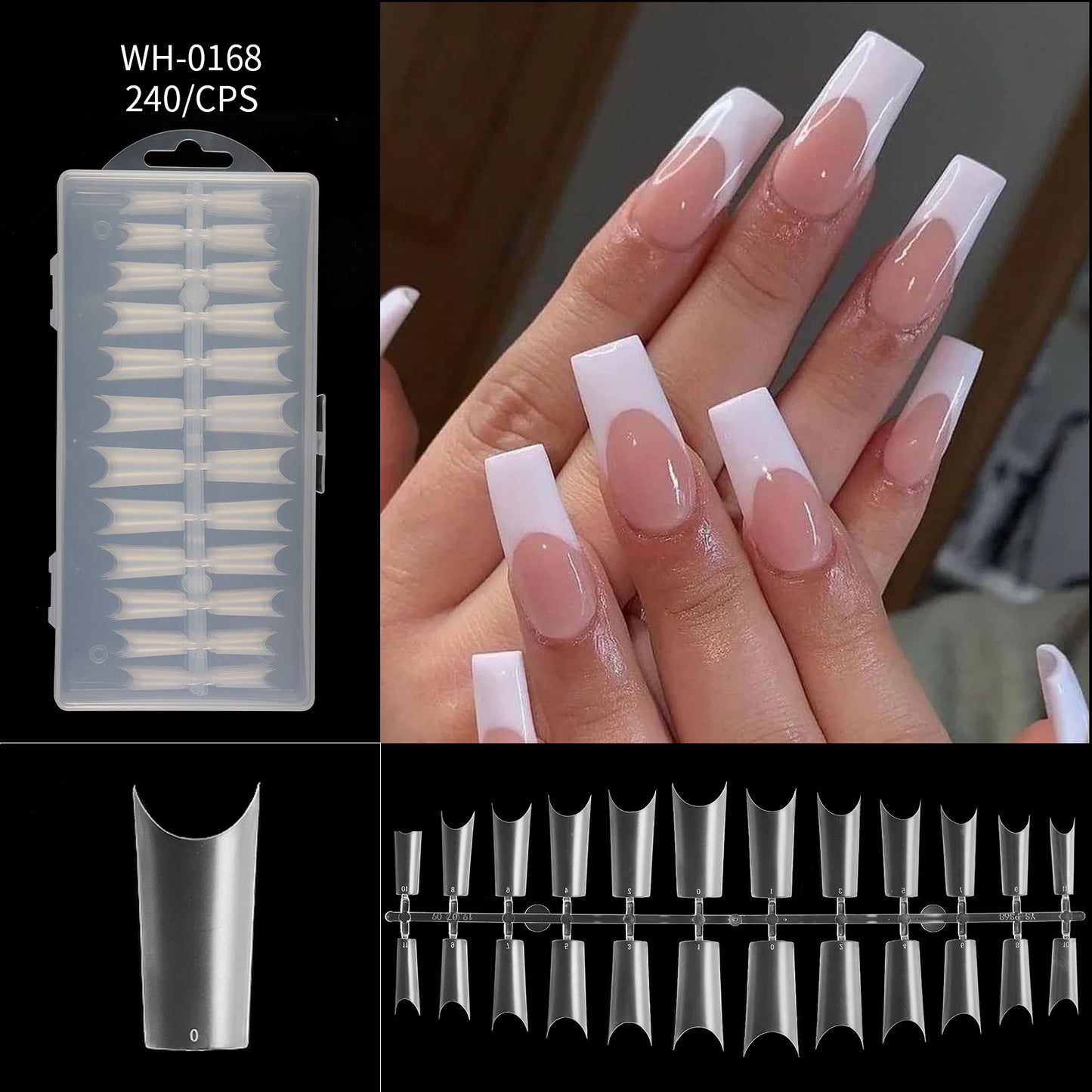 FTMA002 Thin Nails Free Grinding Trapezium Water Drops Almond Scrub Full Paste Half Paste Extend Nail Shop Available 240pcs