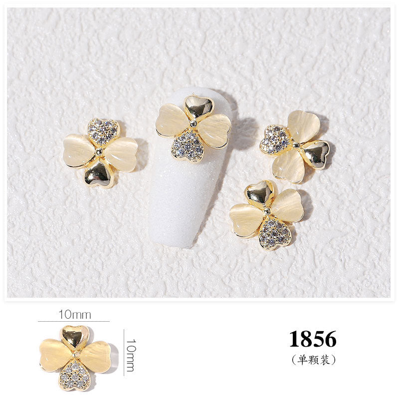 FDMD007 Popular Nail Art Diamond Bow Three-dimensional Metal Gold Luxury Super Flash Nail Jewelry Bow