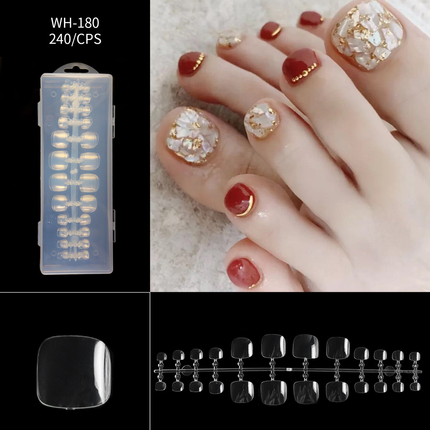 FTMA002 Thin Nails Free Grinding Trapezium Water Drops Almond Scrub Full Paste Half Paste Extend Nail Shop Available 240pcs