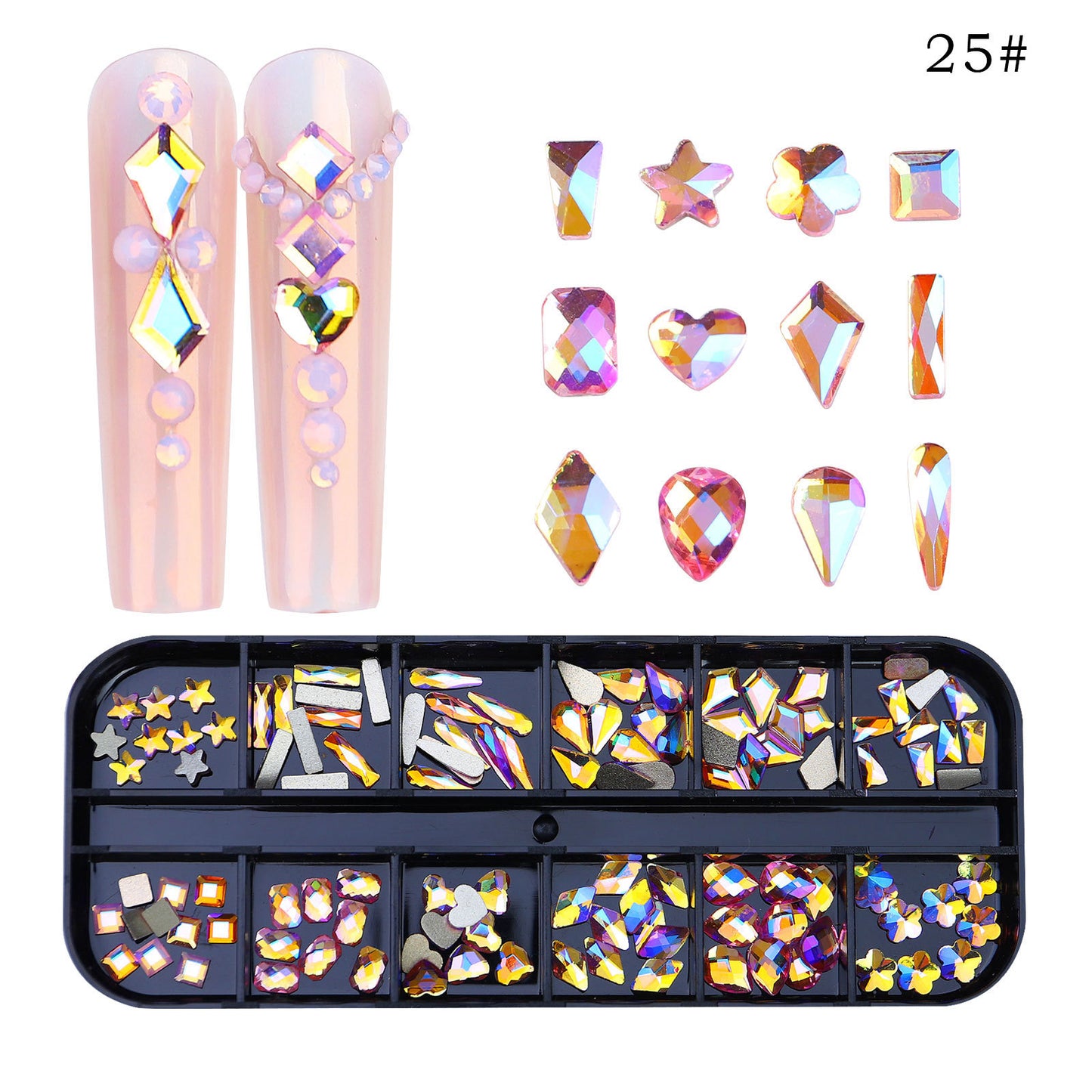 FDMC020 New 12 grid nail drill, shaped drill flat bottom rhinestone, AB nail jewelry drill nail decoration